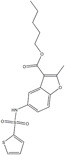 pentyl 2-methyl-5-[(2-thienylsulfonyl)amino]-1-benzofuran-3-carboxylate Struktur