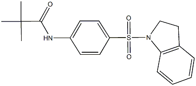 N-[4-(2,3-dihydro-1H-indol-1-ylsulfonyl)phenyl]-2,2-dimethylpropanamide 化学構造式