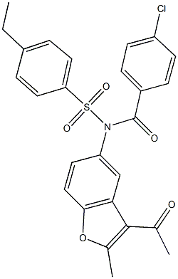 N-(3-acetyl-2-methyl-1-benzofuran-5-yl)-N-(4-chlorobenzoyl)-4-ethylbenzenesulfonamide|