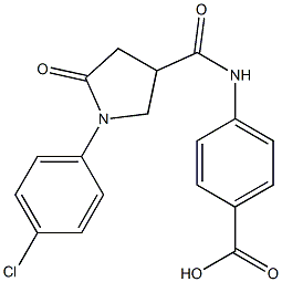 4-({[1-(4-chlorophenyl)-5-oxo-3-pyrrolidinyl]carbonyl}amino)benzoic acid Structure
