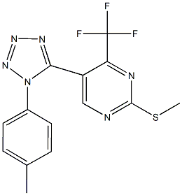 methyl 5-[1-(4-methylphenyl)-1H-tetraazol-5-yl]-4-(trifluoromethyl)-2-pyrimidinyl sulfide Structure