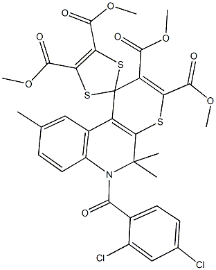 tetramethyl 6-(2,4-dichlorobenzoyl)-5,5,9-trimethyl-5,6-dihydrospiro(1H-thiopyrano[2,3-c]quinoline-1,2'-[1,3]-dithiole)-2,3,4',5'-tetracarboxylate Struktur