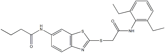 N-(2-{[2-(2,6-diethylanilino)-2-oxoethyl]sulfanyl}-1,3-benzothiazol-6-yl)butanamide Structure