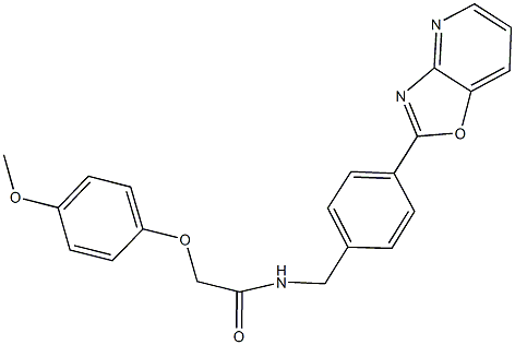 2-(4-methoxyphenoxy)-N-(4-[1,3]oxazolo[4,5-b]pyridin-2-ylbenzyl)acetamide 化学構造式