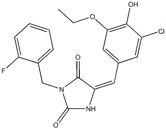 5-(3-chloro-5-ethoxy-4-hydroxybenzylidene)-3-(2-fluorobenzyl)-2,4-imidazolidinedione|