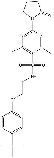 N-[2-(4-tert-butylphenoxy)ethyl]-2,6-dimethyl-4-(2-oxo-1-pyrrolidinyl)benzenesulfonamide Struktur