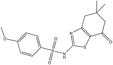 N-(5,5-dimethyl-7-oxo-4,5,6,7-tetrahydro-1,3-benzothiazol-2-yl)-4-methoxybenzenesulfonamide 化学構造式