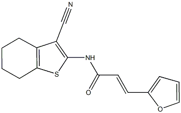 N-(3-cyano-4,5,6,7-tetrahydro-1-benzothien-2-yl)-3-(2-furyl)acrylamide 化学構造式