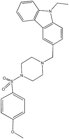 9-ethyl-3-({4-[(4-methoxyphenyl)sulfonyl]-1-piperazinyl}methyl)-9H-carbazole 结构式