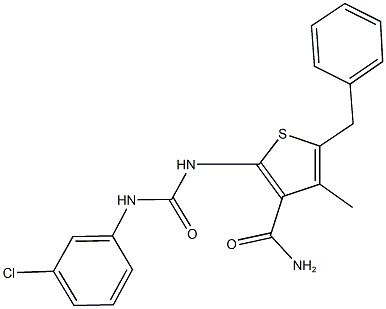 5-benzyl-2-{[(3-chloroanilino)carbonyl]amino}-4-methyl-3-thiophenecarboxamide Structure