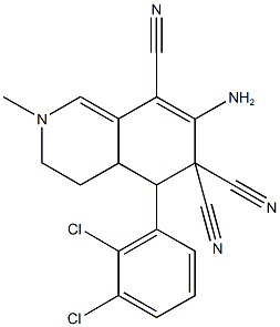 7-amino-5-(2,3-dichlorophenyl)-2-methyl-3,4,4a,5-tetrahydro-6,6,8(2H)-isoquinolinetricarbonitrile,,结构式