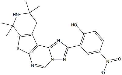 4-nitro-2-(8,8,10,10-tetramethyl-8,9,10,11-tetrahydropyrido[4',3':4,5]thieno[3,2-e][1,2,4]triazolo[1,5-c]pyrimidin-2-yl)phenol 结构式
