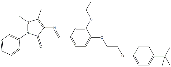 4-({4-[2-(4-tert-butylphenoxy)ethoxy]-3-ethoxybenzylidene}amino)-1,5-dimethyl-2-phenyl-1,2-dihydro-3H-pyrazol-3-one 化学構造式