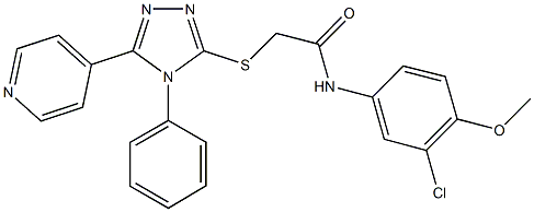 N-(3-chloro-4-methoxyphenyl)-2-{[4-phenyl-5-(4-pyridinyl)-4H-1,2,4-triazol-3-yl]sulfanyl}acetamide 结构式