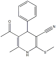 5-acetyl-6-methyl-2-(methylsulfanyl)-4-phenyl-1,4-dihydropyridine-3-carbonitrile Structure