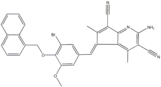 2-amino-5-[3-bromo-5-methoxy-4-(1-naphthylmethoxy)benzylidene]-4,6-dimethyl-5H-cyclopenta[b]pyridine-3,7-dicarbonitrile Structure