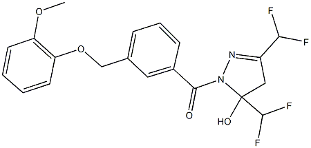 3,5-bis(difluoromethyl)-1-{3-[(2-methoxyphenoxy)methyl]benzoyl}-4,5-dihydro-1H-pyrazol-5-ol Structure