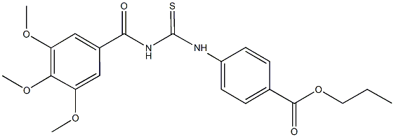 propyl 4-({[(3,4,5-trimethoxybenzoyl)amino]carbothioyl}amino)benzoate 结构式