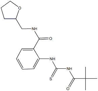 2-({[(2,2-dimethylpropanoyl)amino]carbothioyl}amino)-N-(tetrahydro-2-furanylmethyl)benzamide,,结构式
