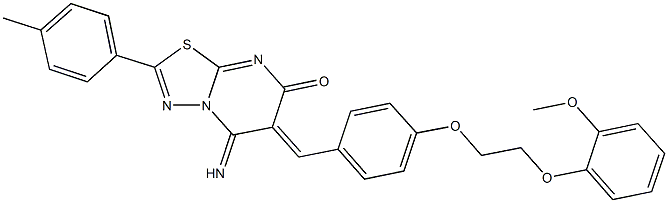 5-imino-6-{4-[2-(2-methoxyphenoxy)ethoxy]benzylidene}-2-(4-methylphenyl)-5,6-dihydro-7H-[1,3,4]thiadiazolo[3,2-a]pyrimidin-7-one Structure