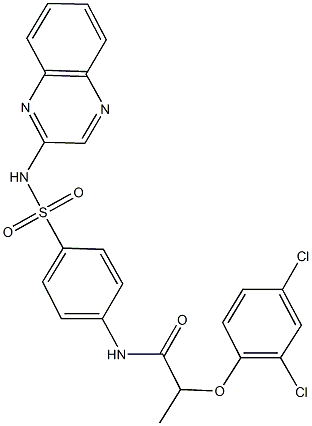 2-(2,4-dichlorophenoxy)-N-{4-[(2-quinoxalinylamino)sulfonyl]phenyl}propanamide 结构式