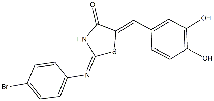 2-[(4-bromophenyl)imino]-5-(3,4-dihydroxybenzylidene)-1,3-thiazolidin-4-one,,结构式