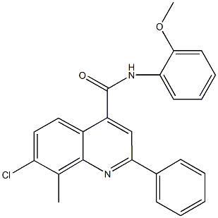 7-chloro-N-(2-methoxyphenyl)-8-methyl-2-phenyl-4-quinolinecarboxamide,,结构式