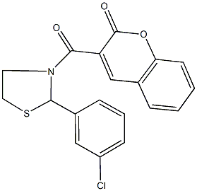 3-{[2-(3-chlorophenyl)-1,3-thiazolidin-3-yl]carbonyl}-2H-chromen-2-one Structure