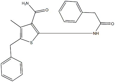 5-benzyl-4-methyl-2-[(phenylacetyl)amino]thiophene-3-carboxamide Struktur