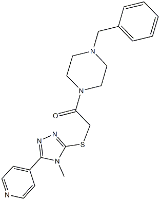 2-(4-benzyl-1-piperazinyl)-2-oxoethyl 4-methyl-5-(4-pyridinyl)-4H-1,2,4-triazol-3-yl sulfide 结构式