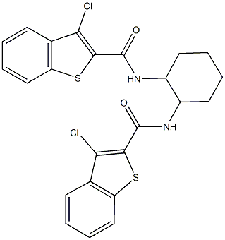 3-chloro-N-(2-{[(3-chloro-1-benzothien-2-yl)carbonyl]amino}cyclohexyl)-1-benzothiophene-2-carboxamide Structure