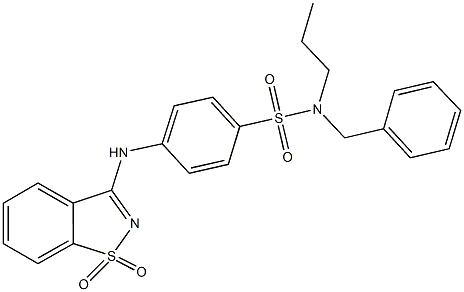 N-benzyl-4-[(1,1-dioxido-1,2-benzisothiazol-3-yl)amino]-N-propylbenzenesulfonamide Struktur