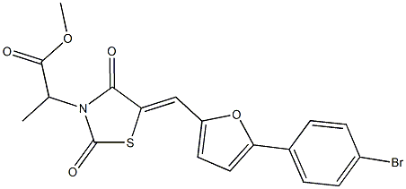 methyl 2-(5-{[5-(4-bromophenyl)-2-furyl]methylene}-2,4-dioxo-1,3-thiazolidin-3-yl)propanoate Structure