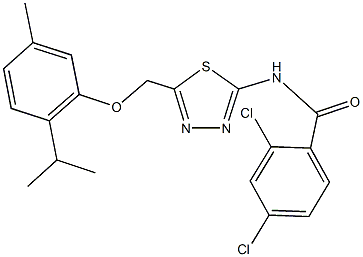 2,4-dichloro-N-{5-[(2-isopropyl-5-methylphenoxy)methyl]-1,3,4-thiadiazol-2-yl}benzamide Struktur