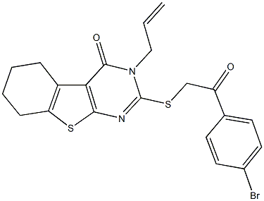 3-allyl-2-{[2-(4-bromophenyl)-2-oxoethyl]sulfanyl}-5,6,7,8-tetrahydro[1]benzothieno[2,3-d]pyrimidin-4(3H)-one Structure