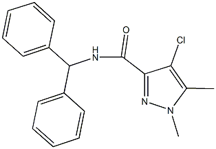N-benzhydryl-4-chloro-1,5-dimethyl-1H-pyrazole-3-carboxamide Struktur