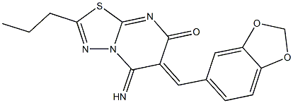 6-(1,3-benzodioxol-5-ylmethylene)-5-imino-2-propyl-5,6-dihydro-7H-[1,3,4]thiadiazolo[3,2-a]pyrimidin-7-one 结构式