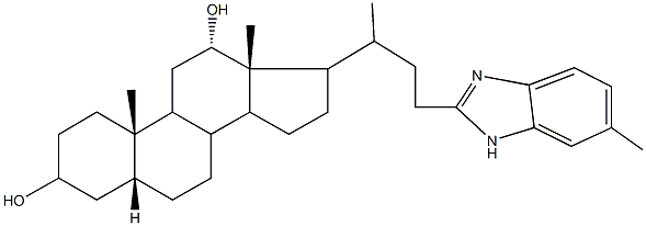 10,13-dimethyl-17-[1-methyl-3-(6-methyl-1H-benzimidazol-2-yl)propyl]hexadecahydro-1H-cyclopenta[a]phenanthrene-3,12-diol,,结构式