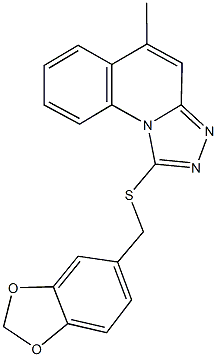 1-[(1,3-benzodioxol-5-ylmethyl)sulfanyl]-5-methyl[1,2,4]triazolo[4,3-a]quinoline 结构式