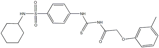 N-cyclohexyl-4-[({[(3-methylphenoxy)acetyl]amino}carbothioyl)amino]benzenesulfonamide Structure