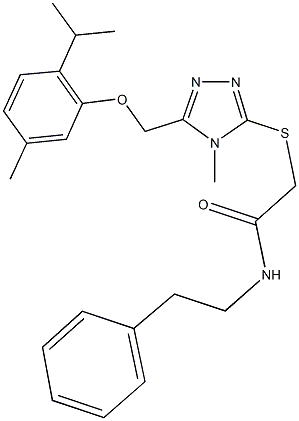 2-({5-[(2-isopropyl-5-methylphenoxy)methyl]-4-methyl-4H-1,2,4-triazol-3-yl}sulfanyl)-N-(2-phenylethyl)acetamide Struktur