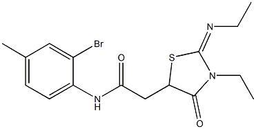 N-(2-bromo-4-methylphenyl)-2-[3-ethyl-2-(ethylimino)-4-oxo-1,3-thiazolidin-5-yl]acetamide