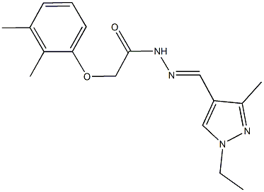 2-(2,3-dimethylphenoxy)-N'-[(1-ethyl-3-methyl-1H-pyrazol-4-yl)methylene]acetohydrazide Struktur