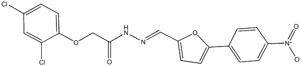 2-(2,4-dichlorophenoxy)-N'-[(5-{4-nitrophenyl}-2-furyl)methylene]acetohydrazide Struktur