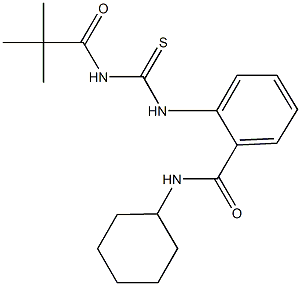 N-cyclohexyl-2-({[(2,2-dimethylpropanoyl)amino]carbothioyl}amino)benzamide Struktur
