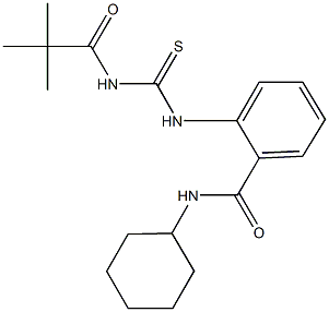 N-cyclohexyl-2-({[(2,2-dimethylpropanoyl)amino]carbothioyl}amino)benzamide 化学構造式