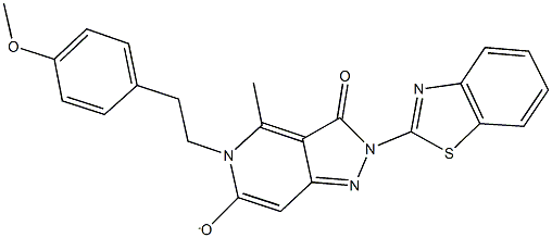 2-(1,3-benzothiazol-2-yl)-5-[2-(4-methoxyphenyl)ethyl]-4-methyl-3-oxo-3,5-dihydro-2H-pyrazolo[4,3-c]pyridin-6-olate Struktur