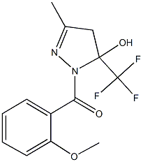 1-(2-methoxybenzoyl)-3-methyl-5-(trifluoromethyl)-4,5-dihydro-1H-pyrazol-5-ol 化学構造式