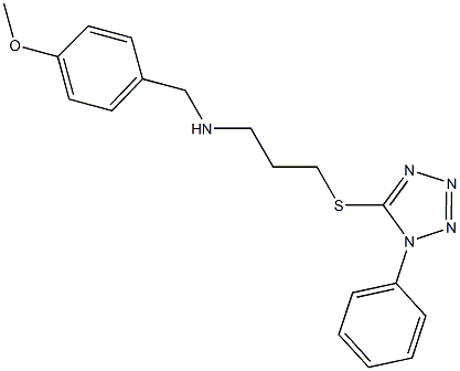 N-(4-methoxybenzyl)-N-{3-[(1-phenyl-1H-tetraazol-5-yl)sulfanyl]propyl}amine 结构式