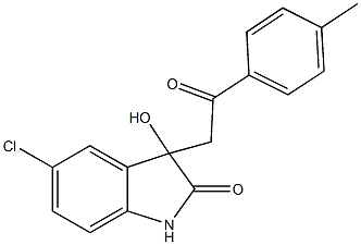 5-chloro-3-hydroxy-3-[2-(4-methylphenyl)-2-oxoethyl]-1,3-dihydro-2H-indol-2-one 结构式